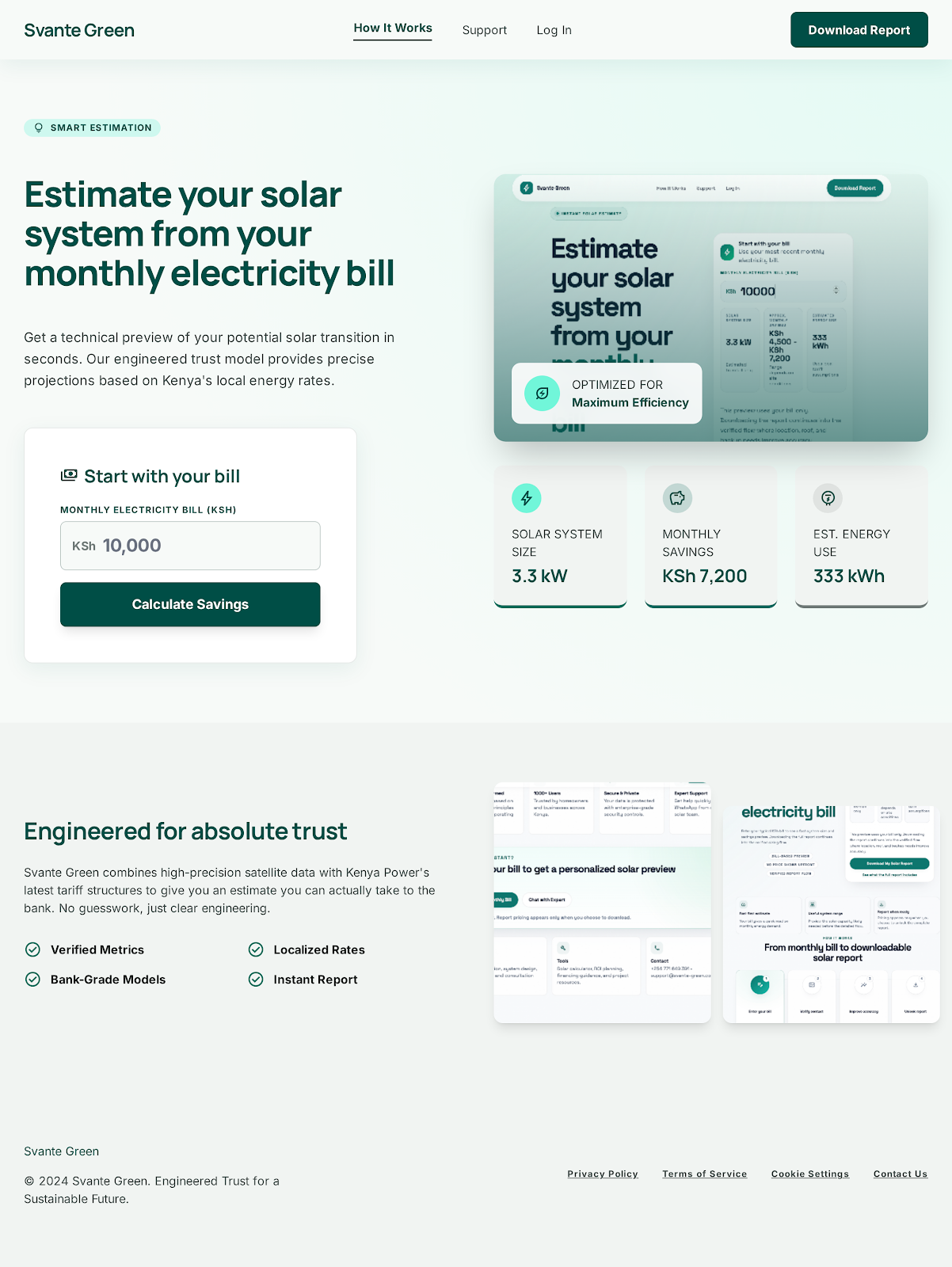 Svante Green solar estimator preview